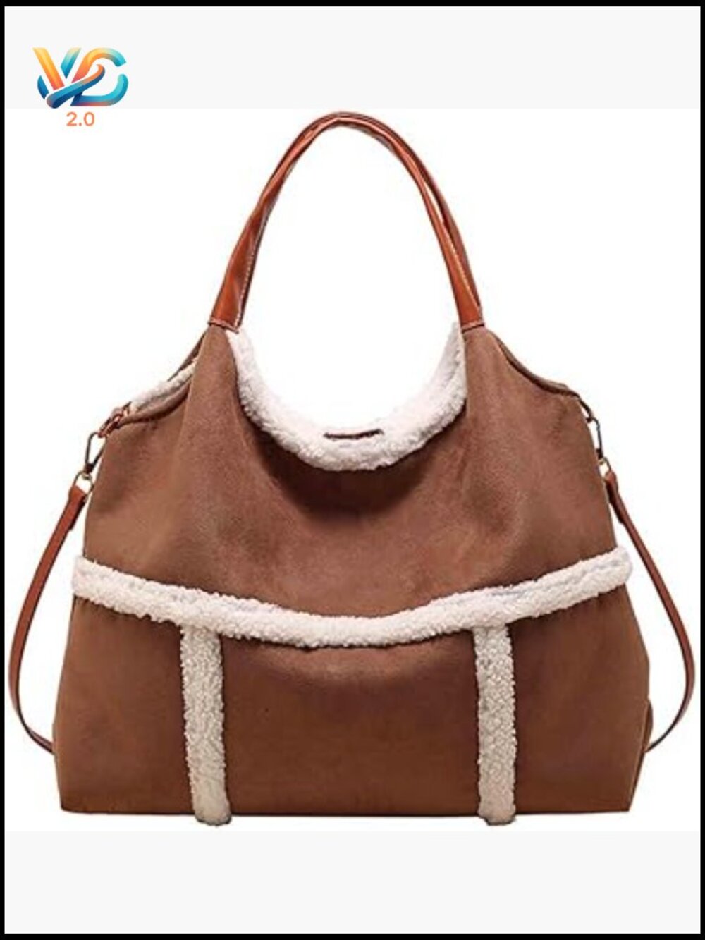 Large Capacity Tote Bag Crossbody Suede Faux Leather Shoulder Handbag Work